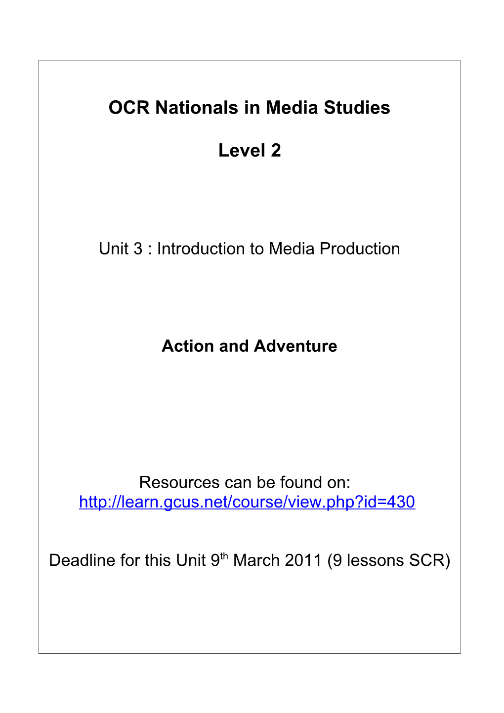 OCR Nationals in Media Studies