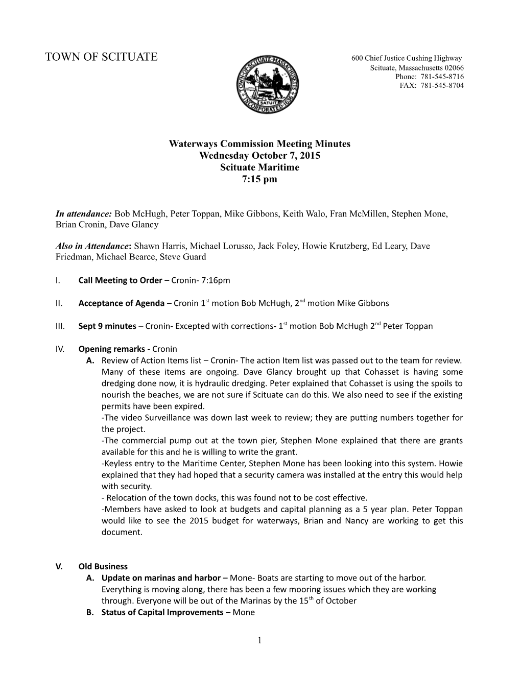 Waterways Commission Meeting Minutes