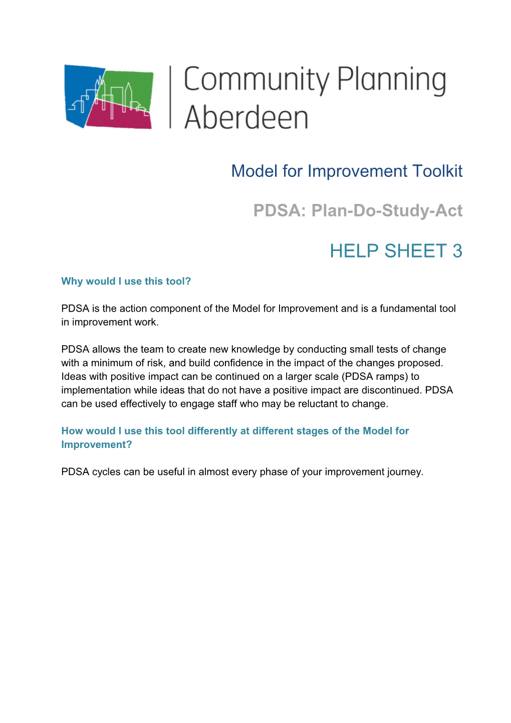 PDSA: Plan-Do-Study-Act