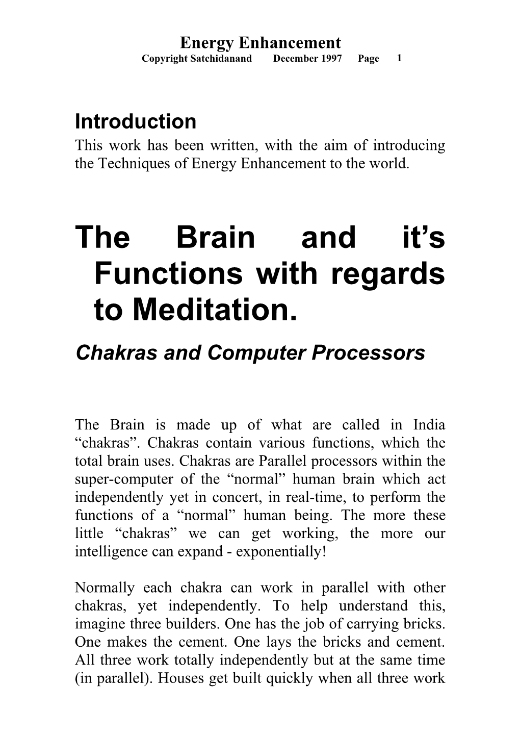 The Brain and It S Functions