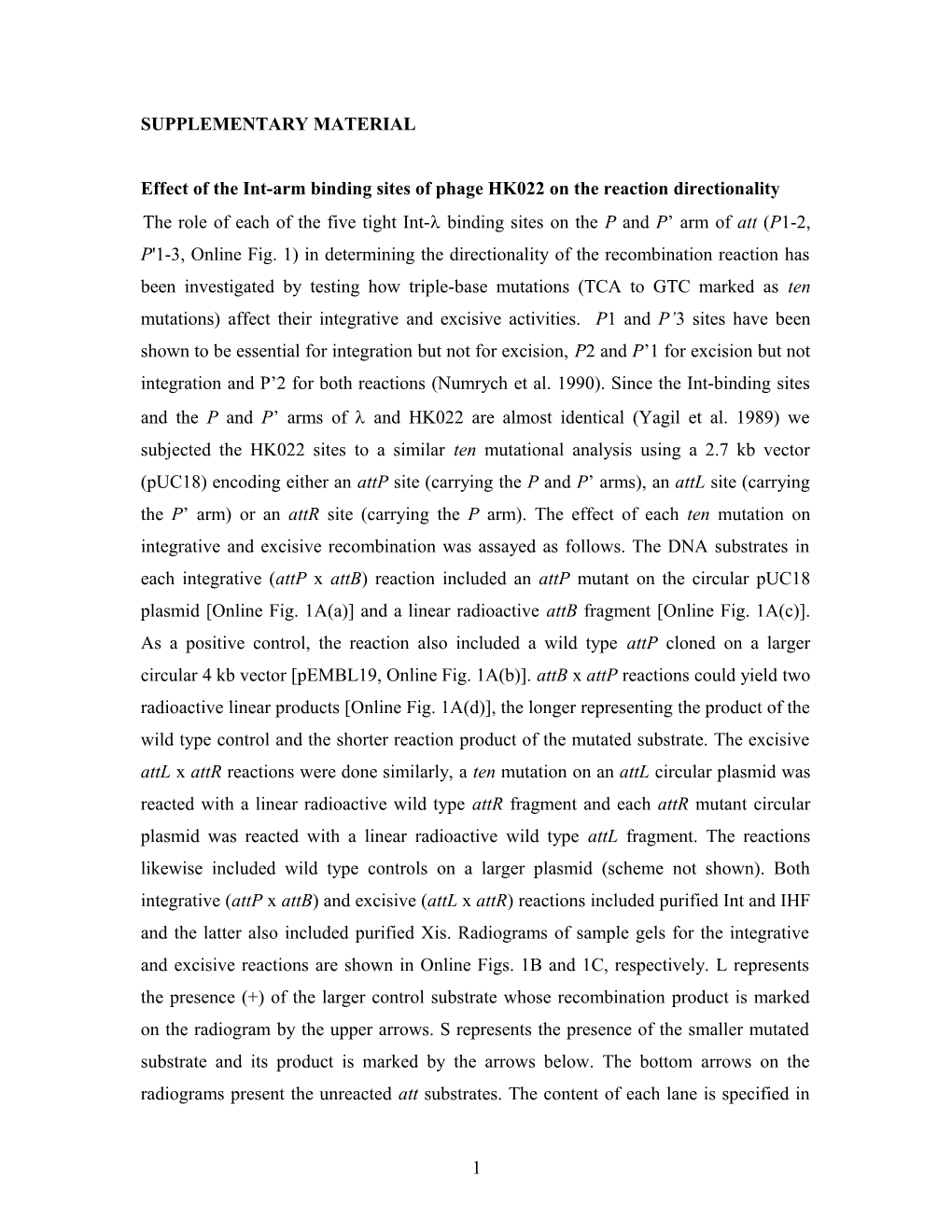 Effect of the Int-Arm Binding Sites of Phage HK022 on the Reaction Directionality