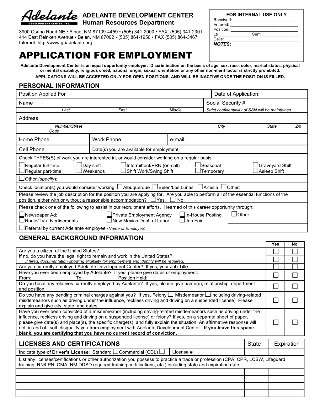 City of Norfolk Employment Application Form