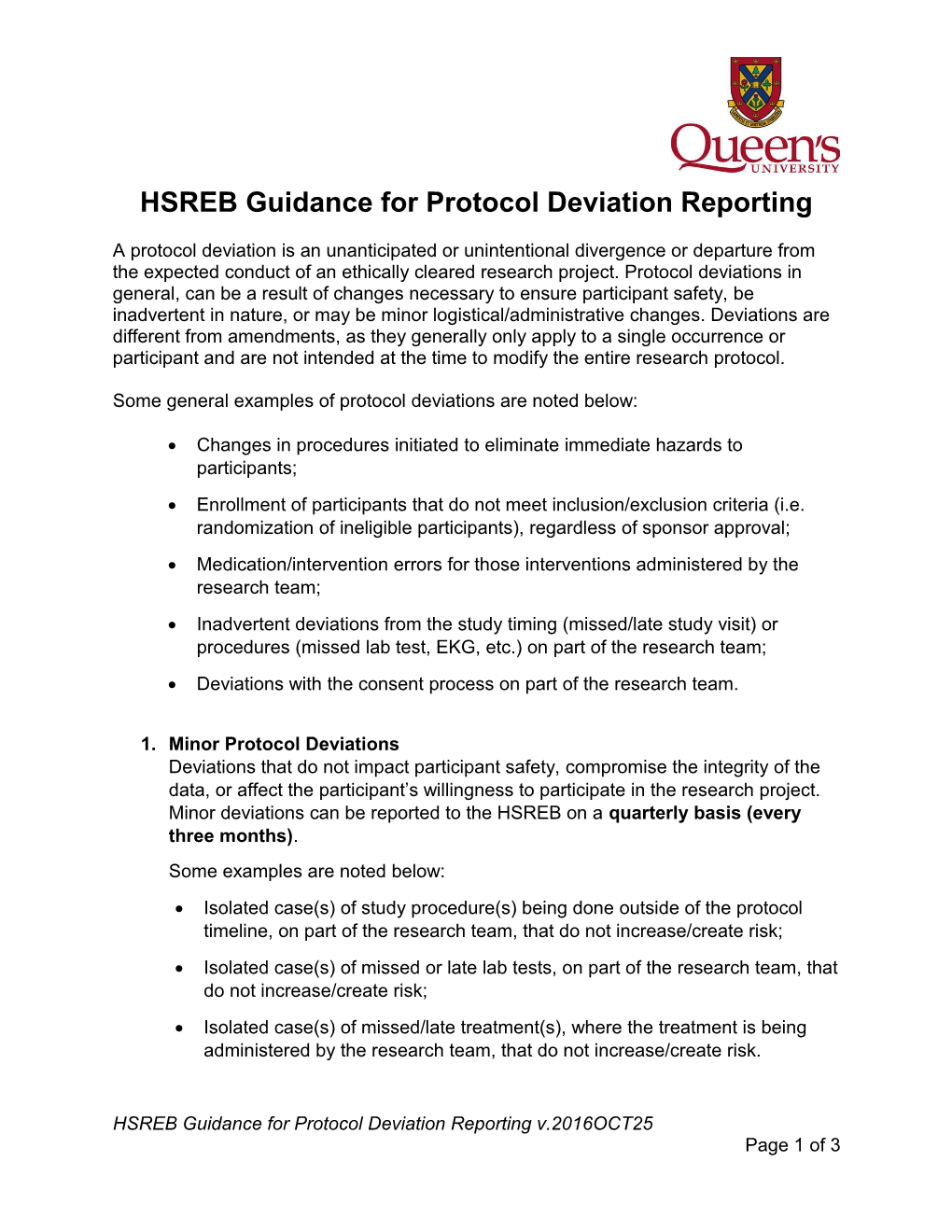 HSREB Guidance for Protocol Deviation Reporting