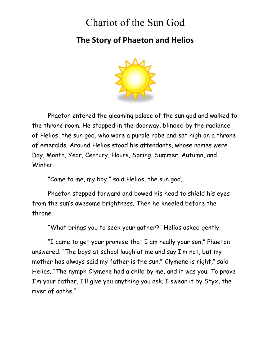 The Story of Phaeton and Helios