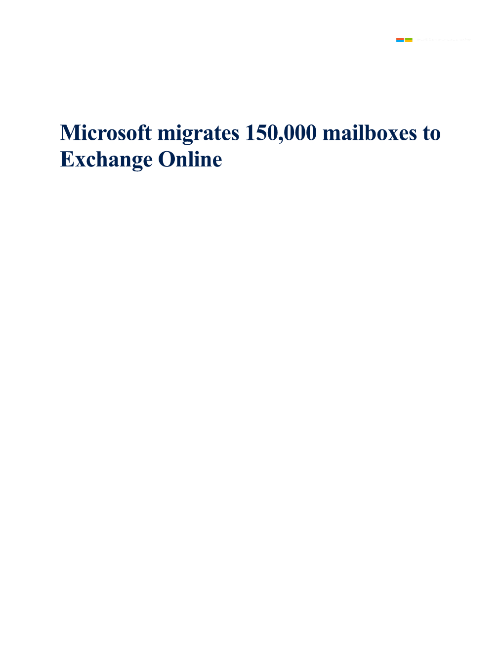 Microsoft Migrates 150,000 Mailboxes to Exchange Online