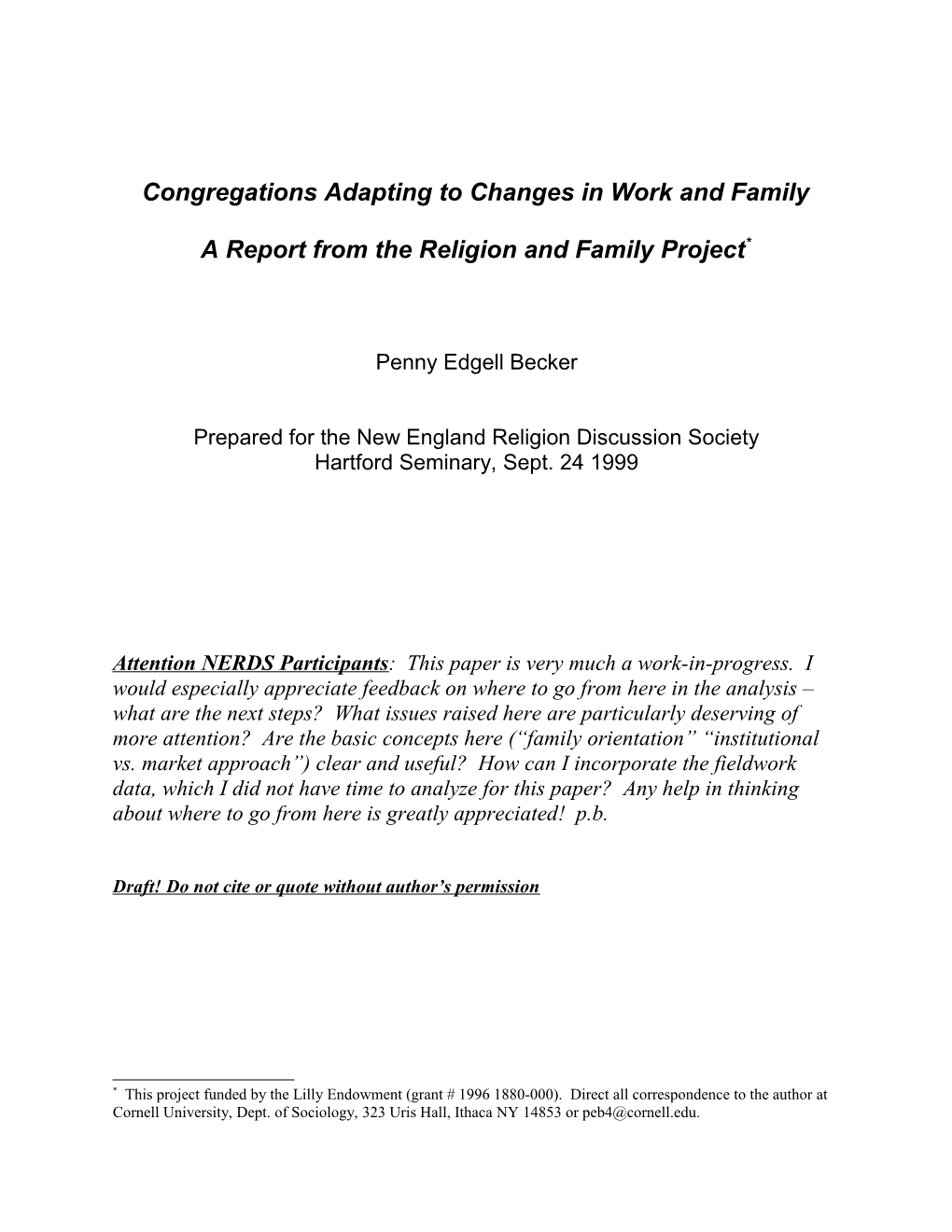 Congregational Responses to Nontraditional Families