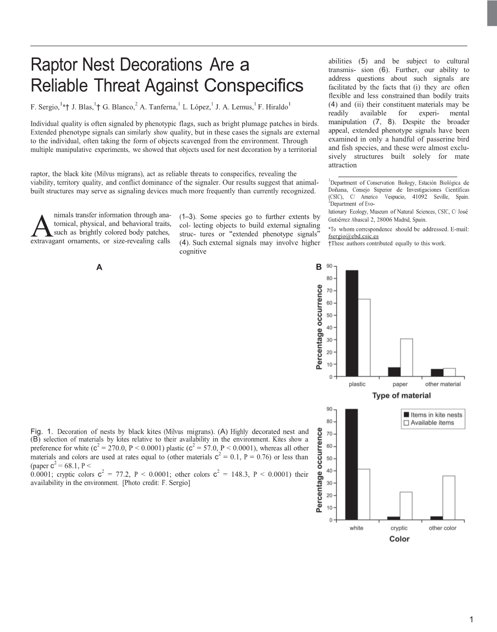 Raptor Nest Decorations Are a Reliable Threat Against Conspecifics