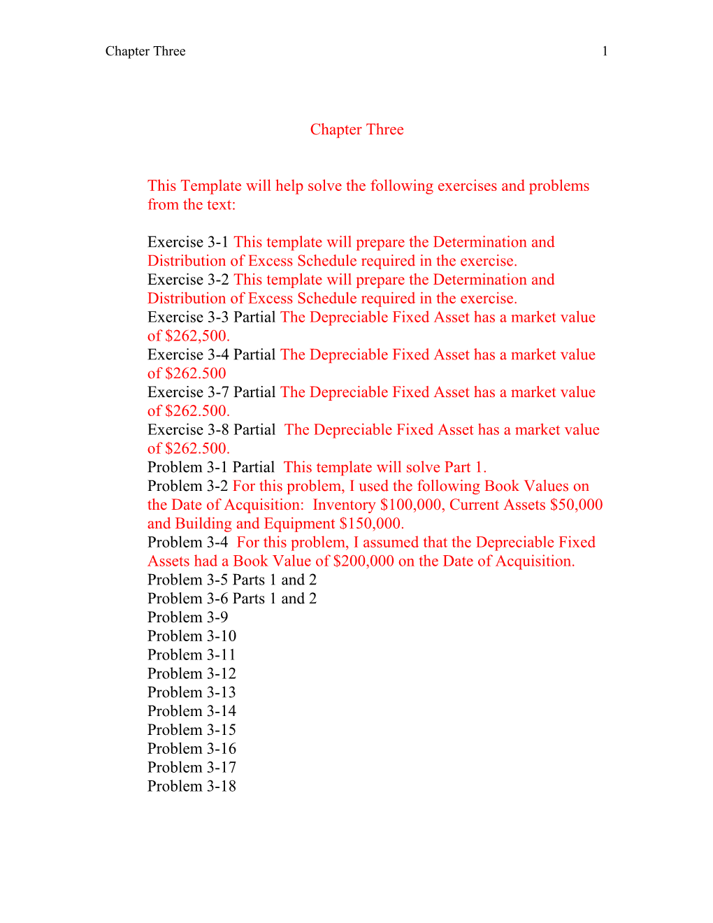 This Template Will Help Solve the Following Exercises and Problems from the Text