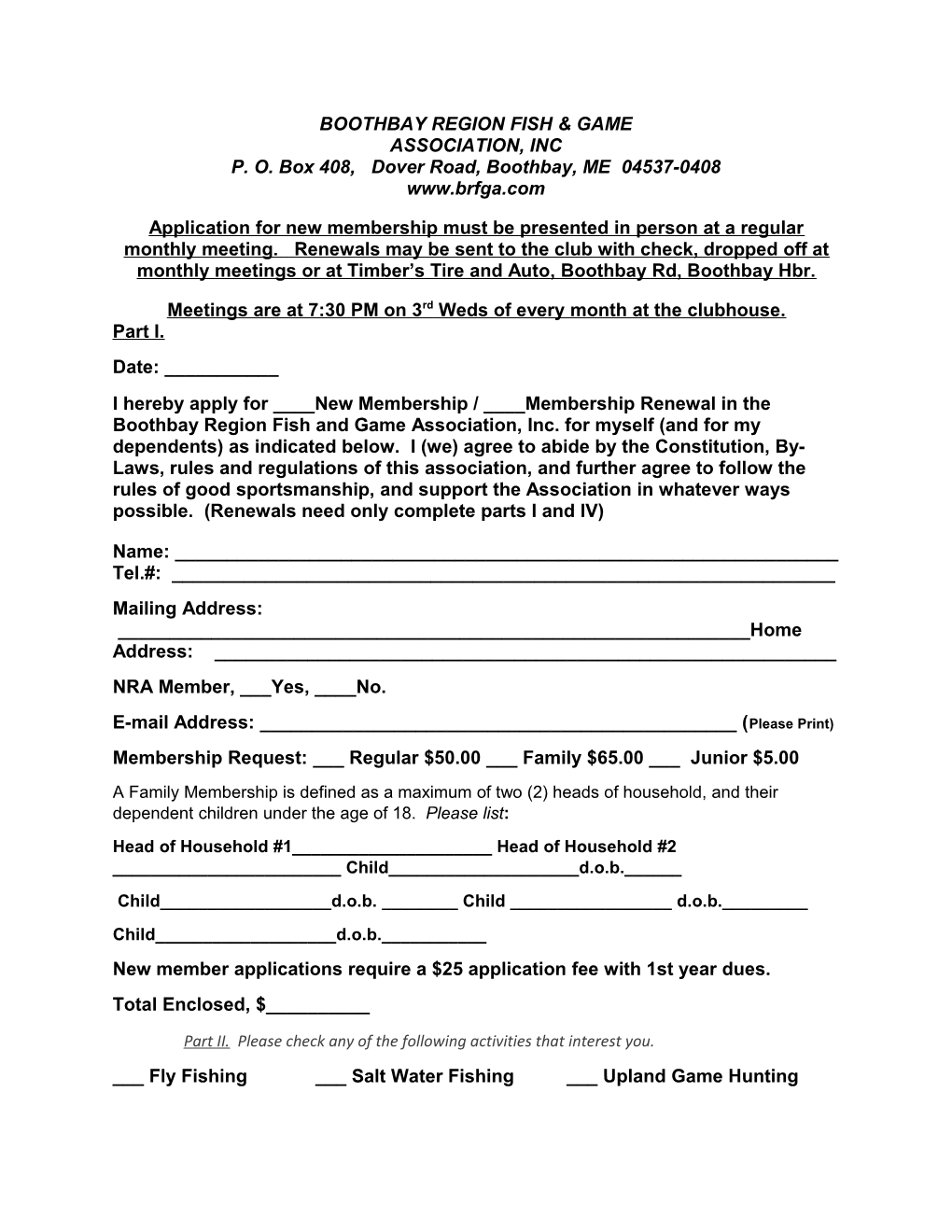 BRFGA Membership Application