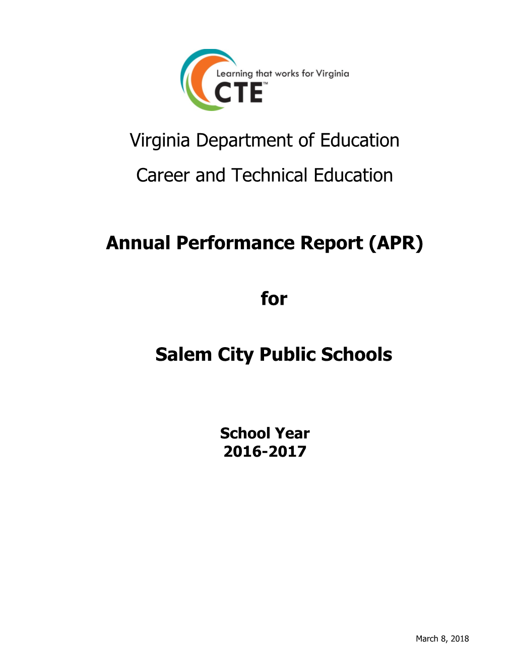 2016-2017 APR for School Division #139