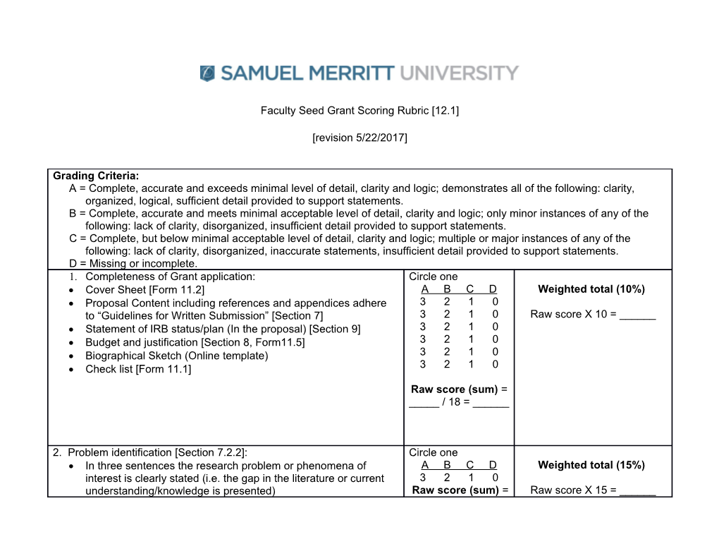 Faculty Seed Grant Scoring Rubric 12.1