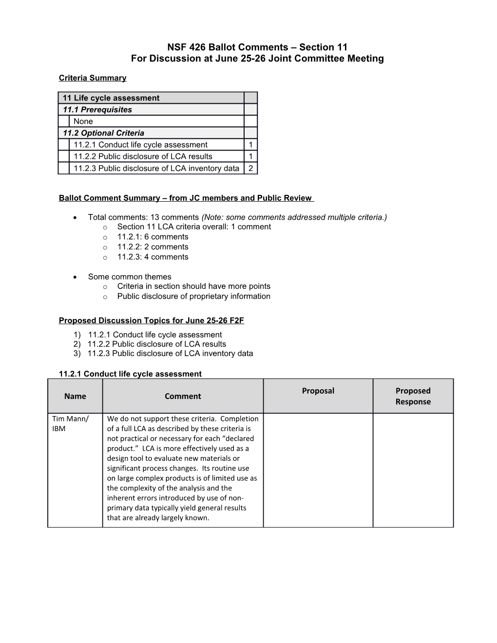 NSF 426 Ballot Comments Section 11