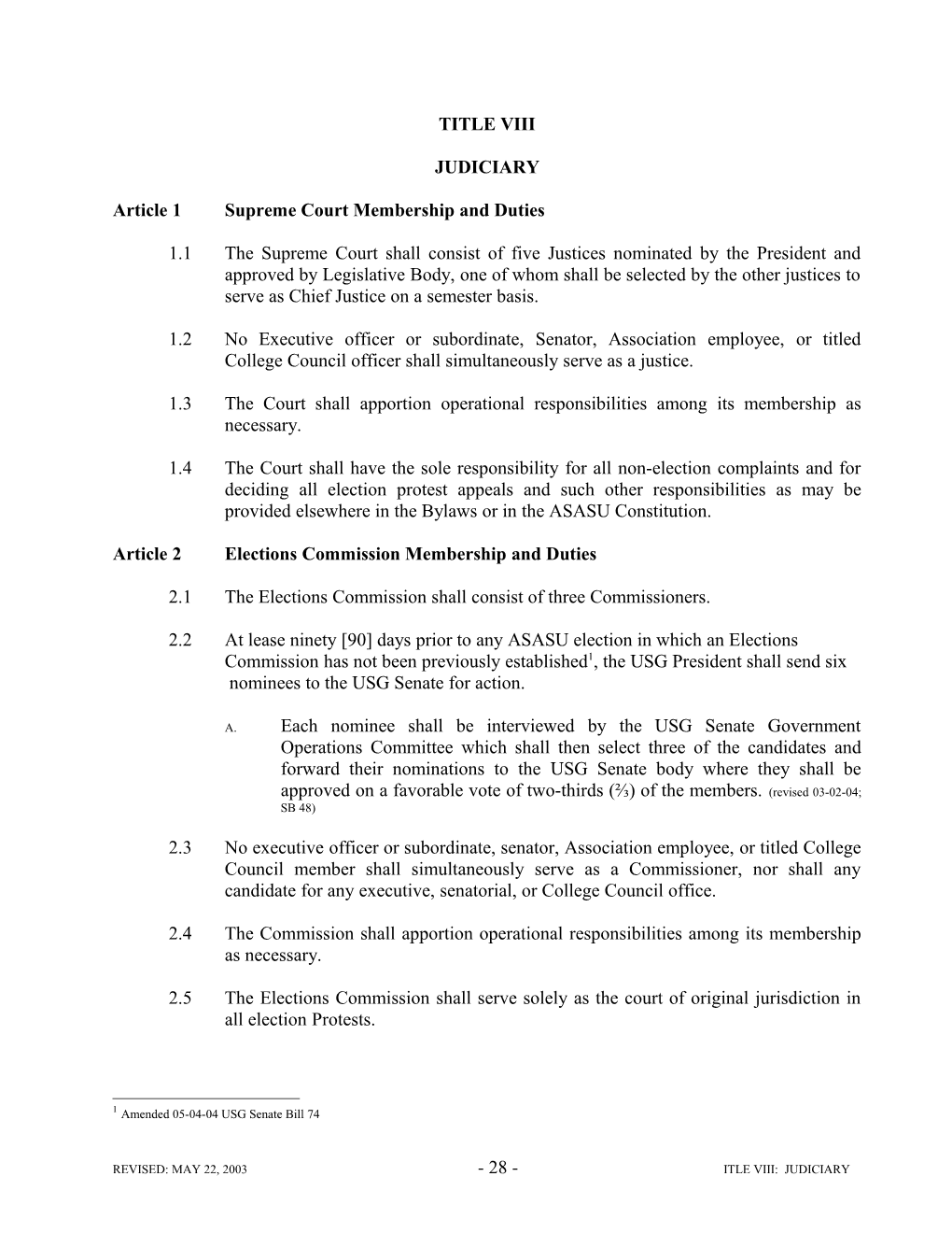 Article 1Supreme Court Membership and Duties