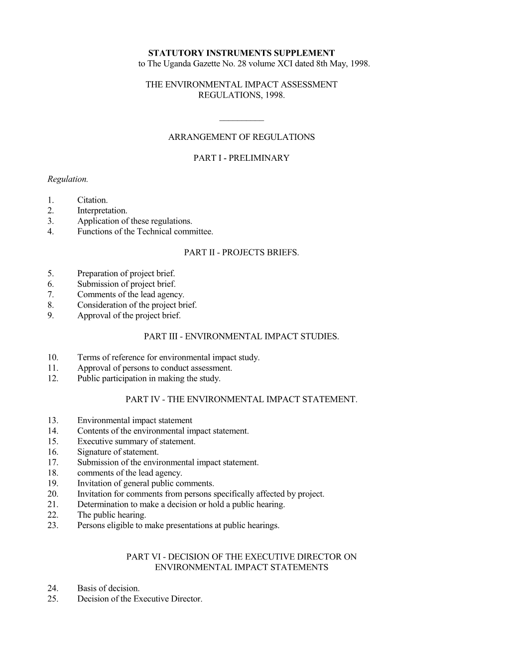 Statutory Instruments Supplement