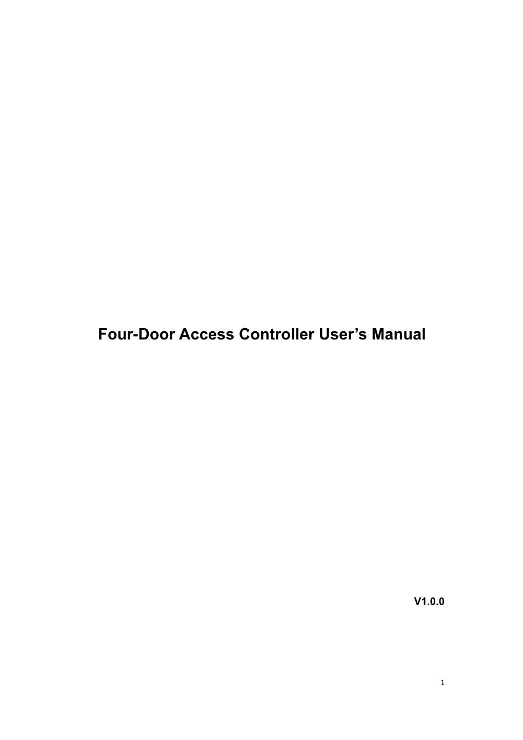 Four-Door Access Controller User S Manual