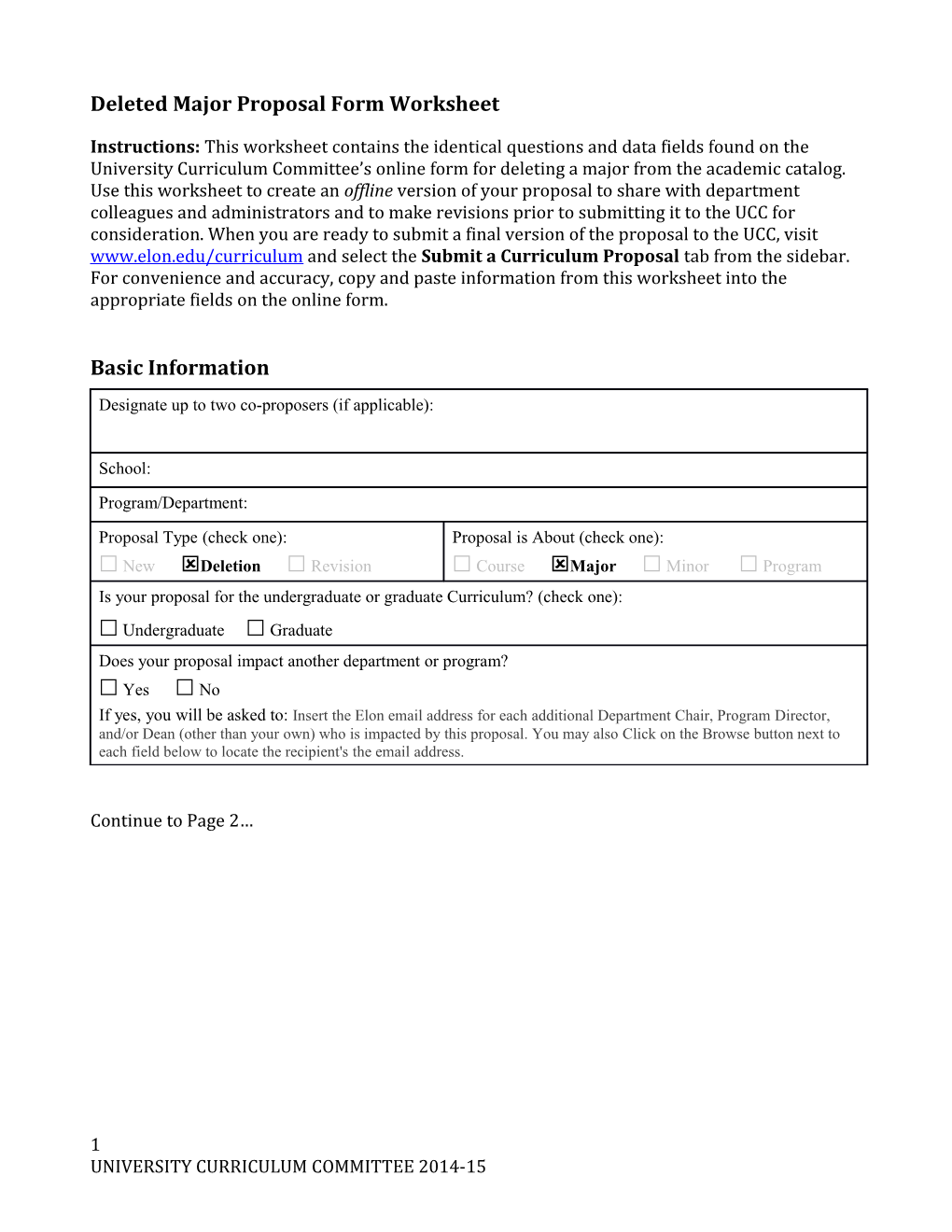 Deletedmajor Proposal Form Worksheet
