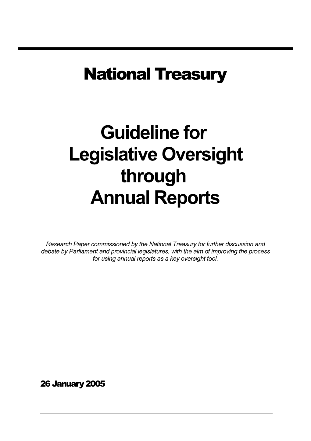 Legislative Oversight of Annual Reports