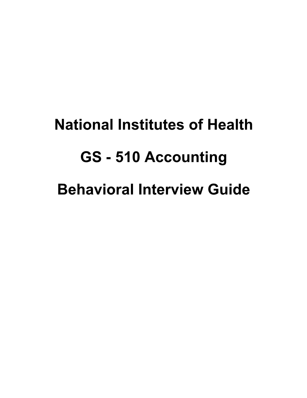 NIH Behavioral Interview Guide GS 510 Accounting