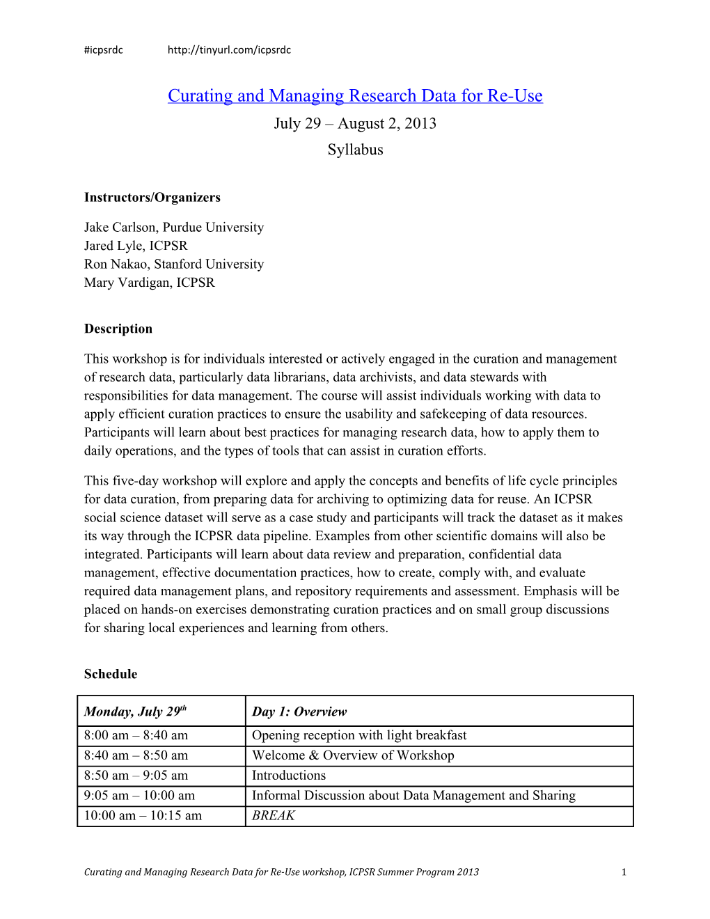 Curating and Managing Research Data for Re-Use