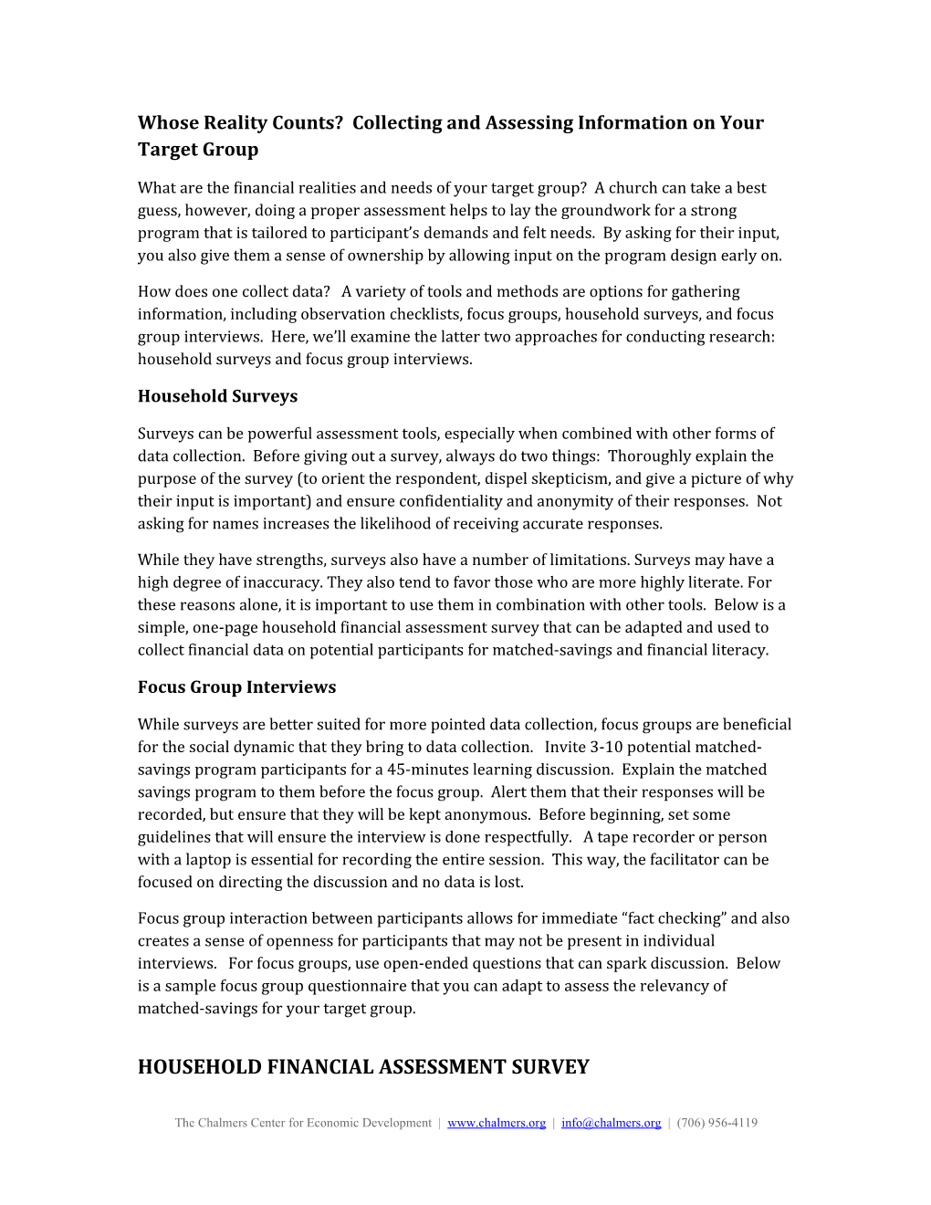 Whose Reality Counts? Collecting and Assessing Information on Your Target Group