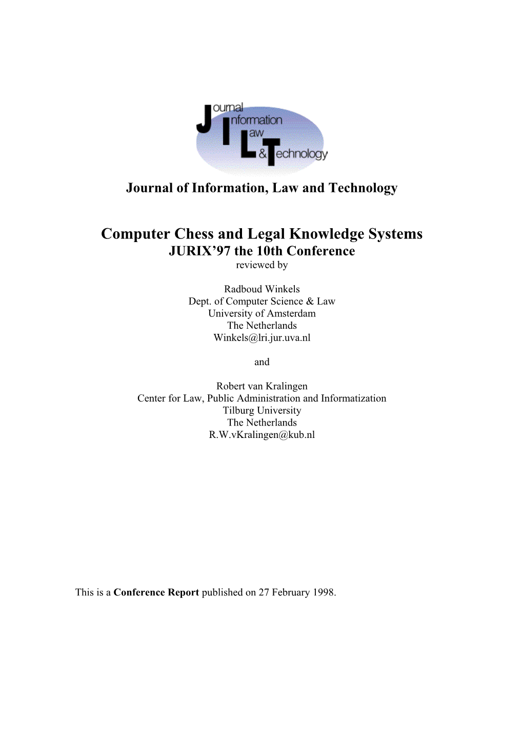 Computer Chess and Legal Knowledge Systems