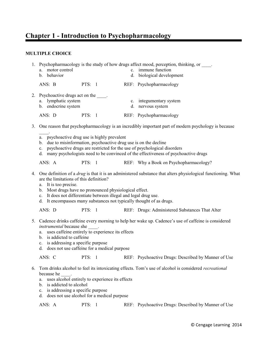 Chapter 1 - Introduction to Psychopharmacology