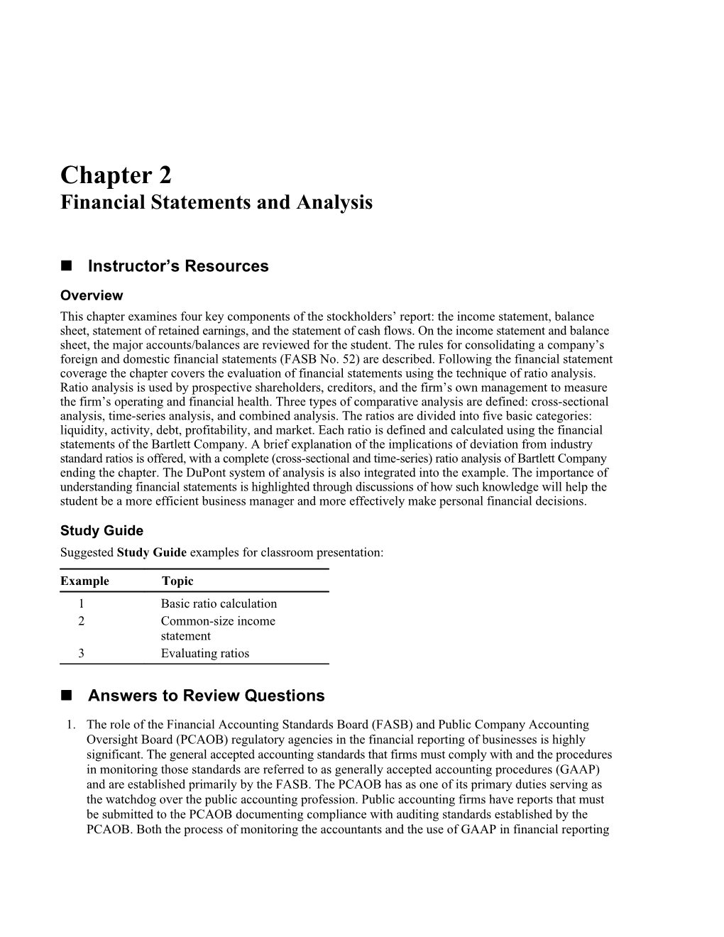Chapter 2 Financial Statements and Analysis