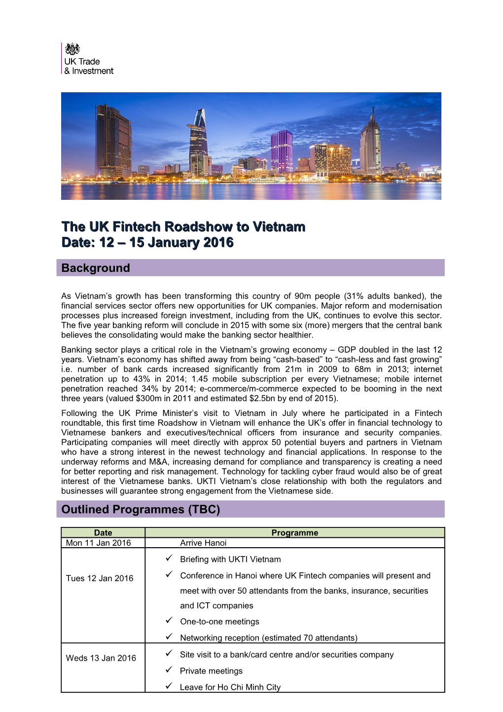 The UK Fintechroadshow to Vietnam