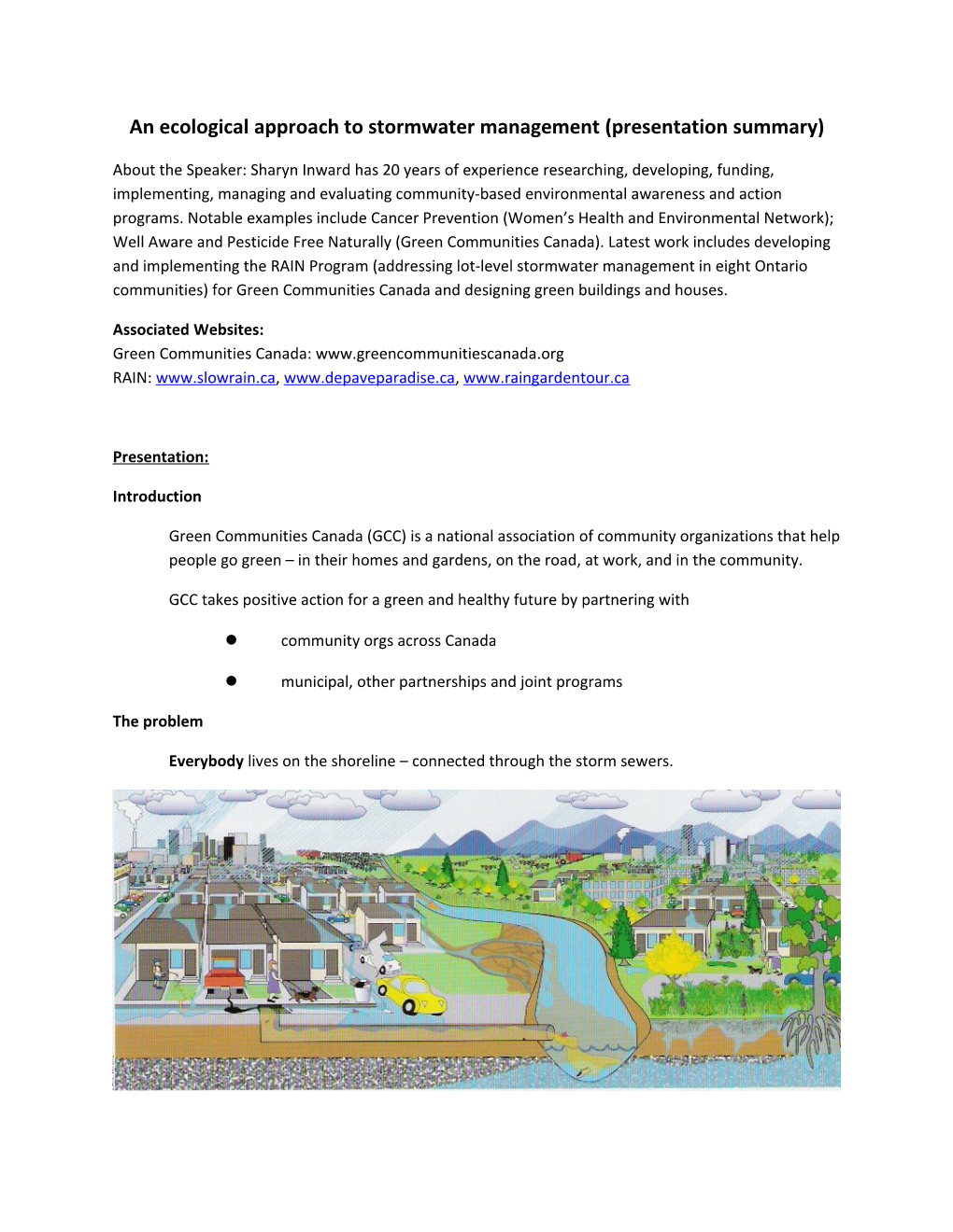 An Ecological Approach to Stormwater Management (Presentation Summary)