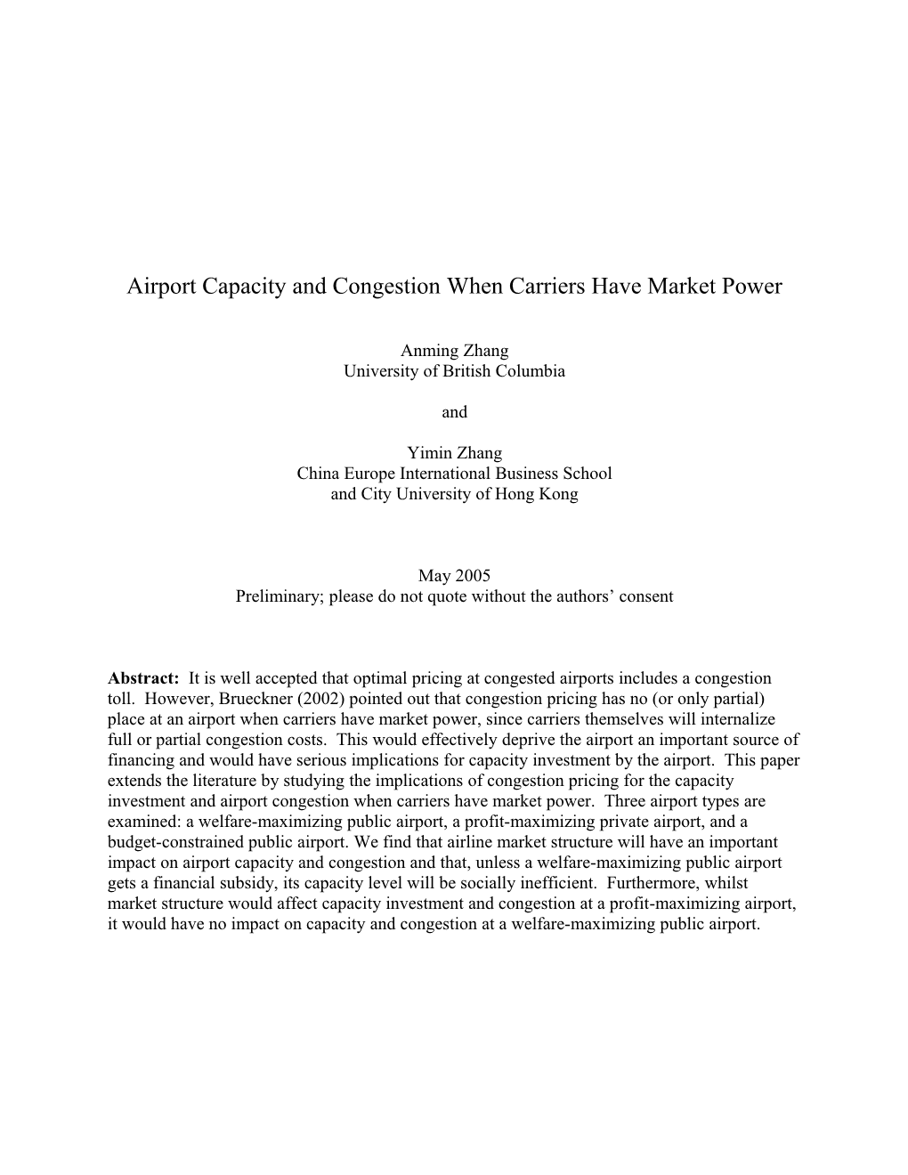 Paper on Airport Capacity
