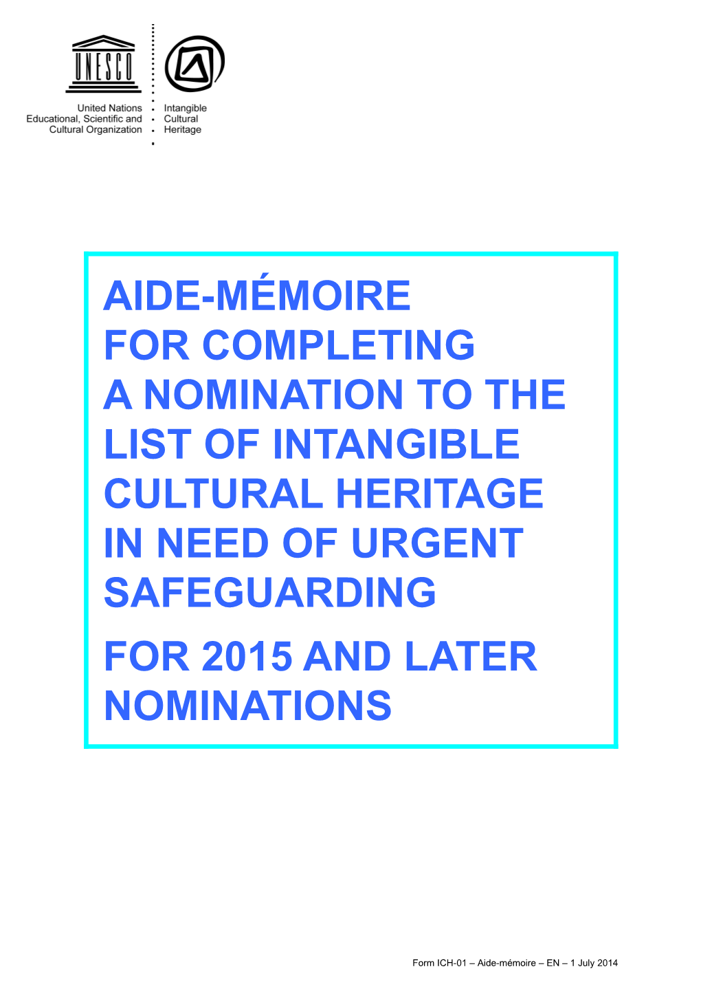 For 2015 and Later Nominations