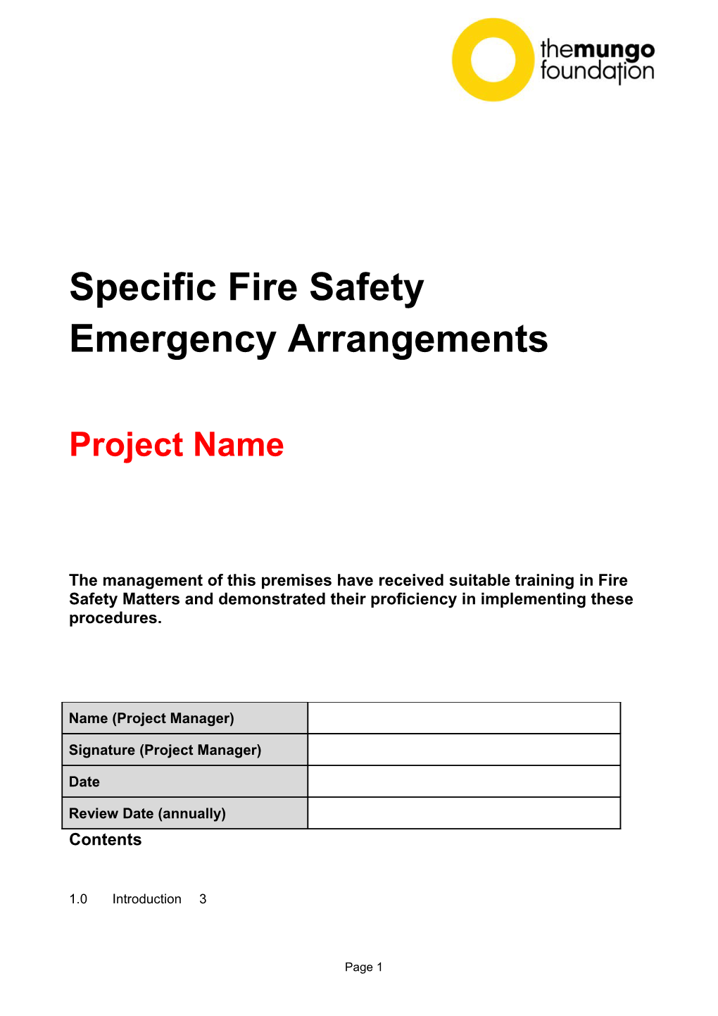 Specific Fire Safety