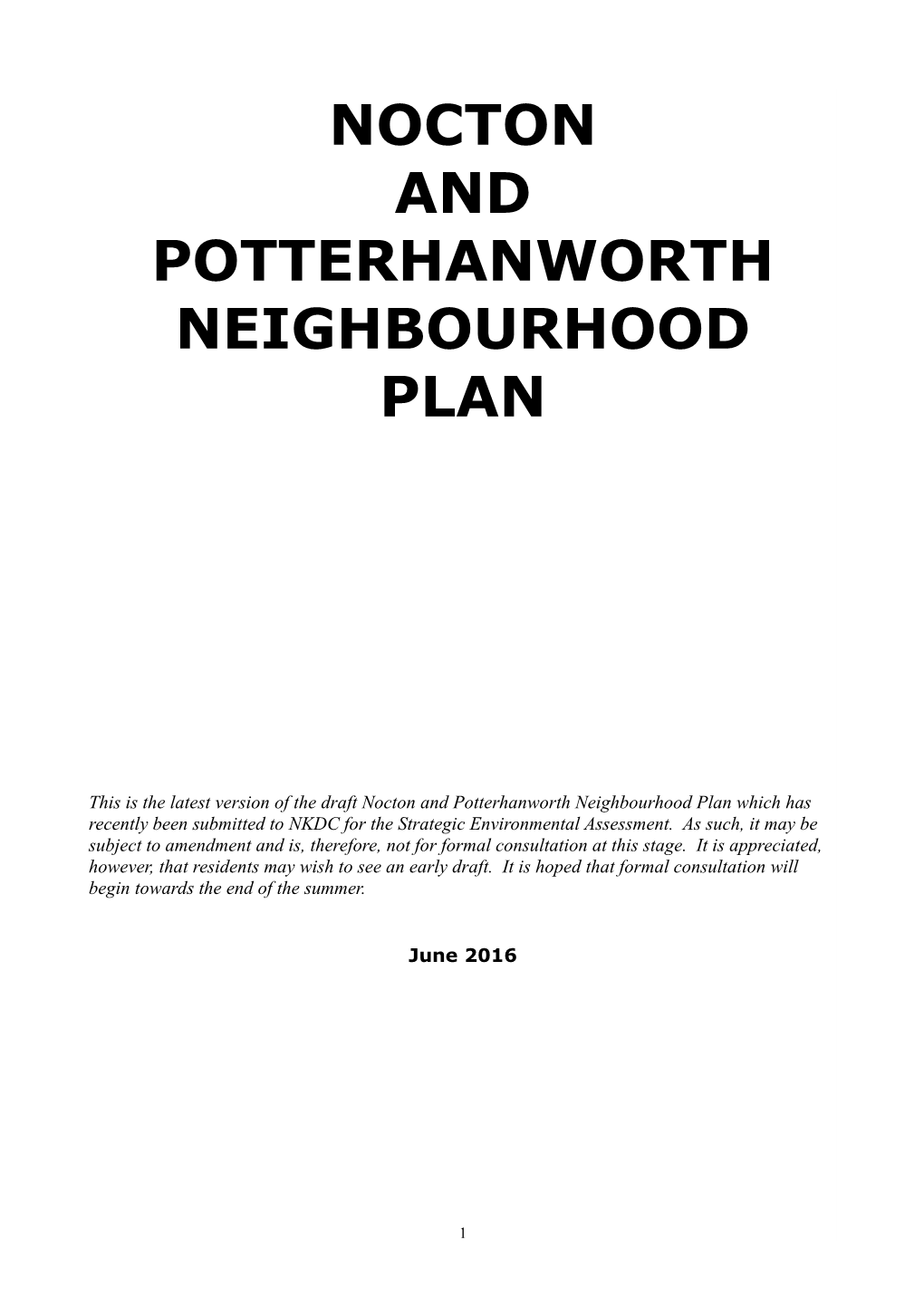Nocton & Potterhanworth Development Plan 2015-2025