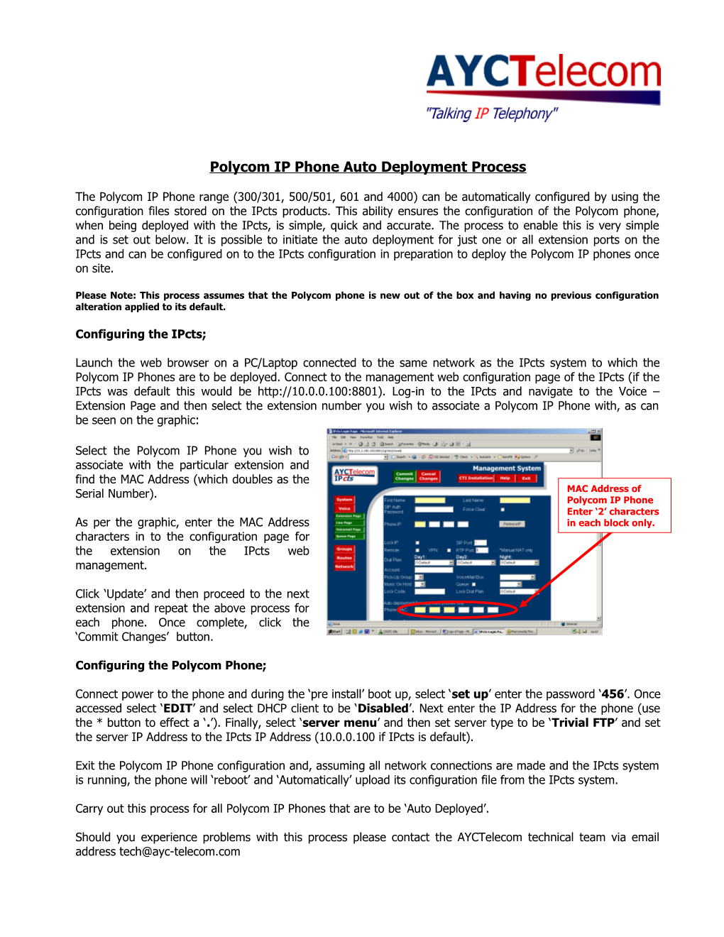 Polycom IP Phone Auto Deployment Process