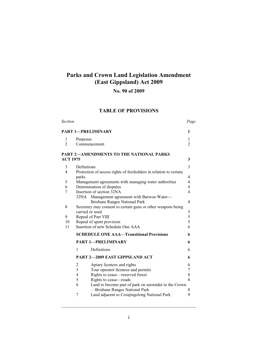 Parks and Crown Land Legislation Amendment (East Gippsland) Act 2009