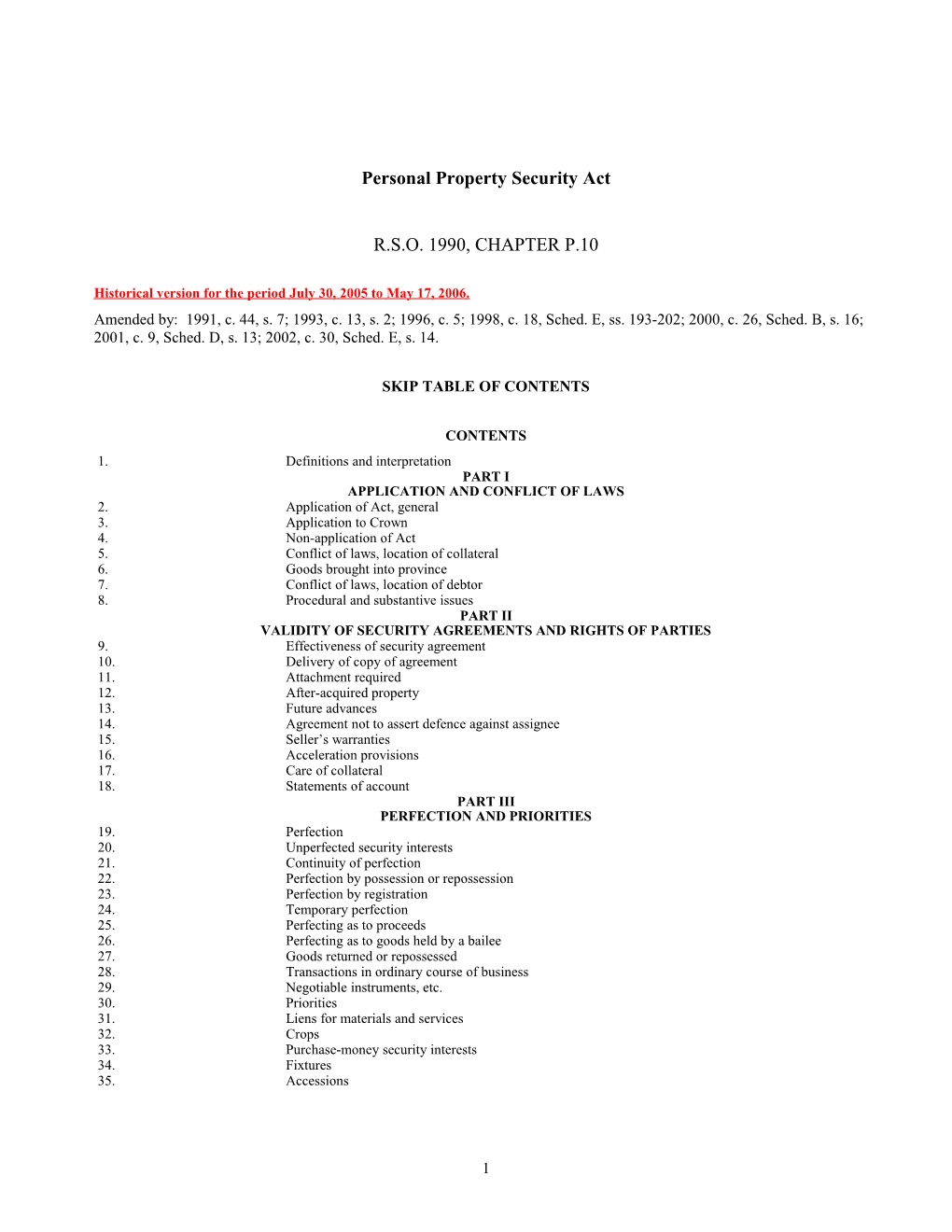 Personal Property Security Act, R.S.O. 1990, C. P.10