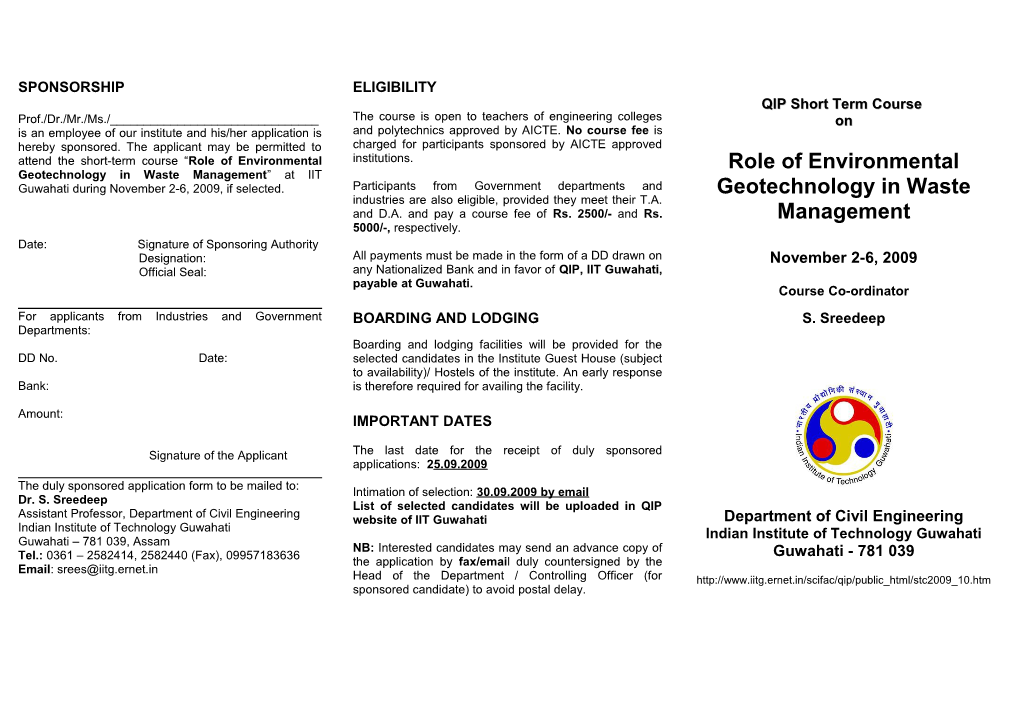 Date: Signature of Sponsoring Authority