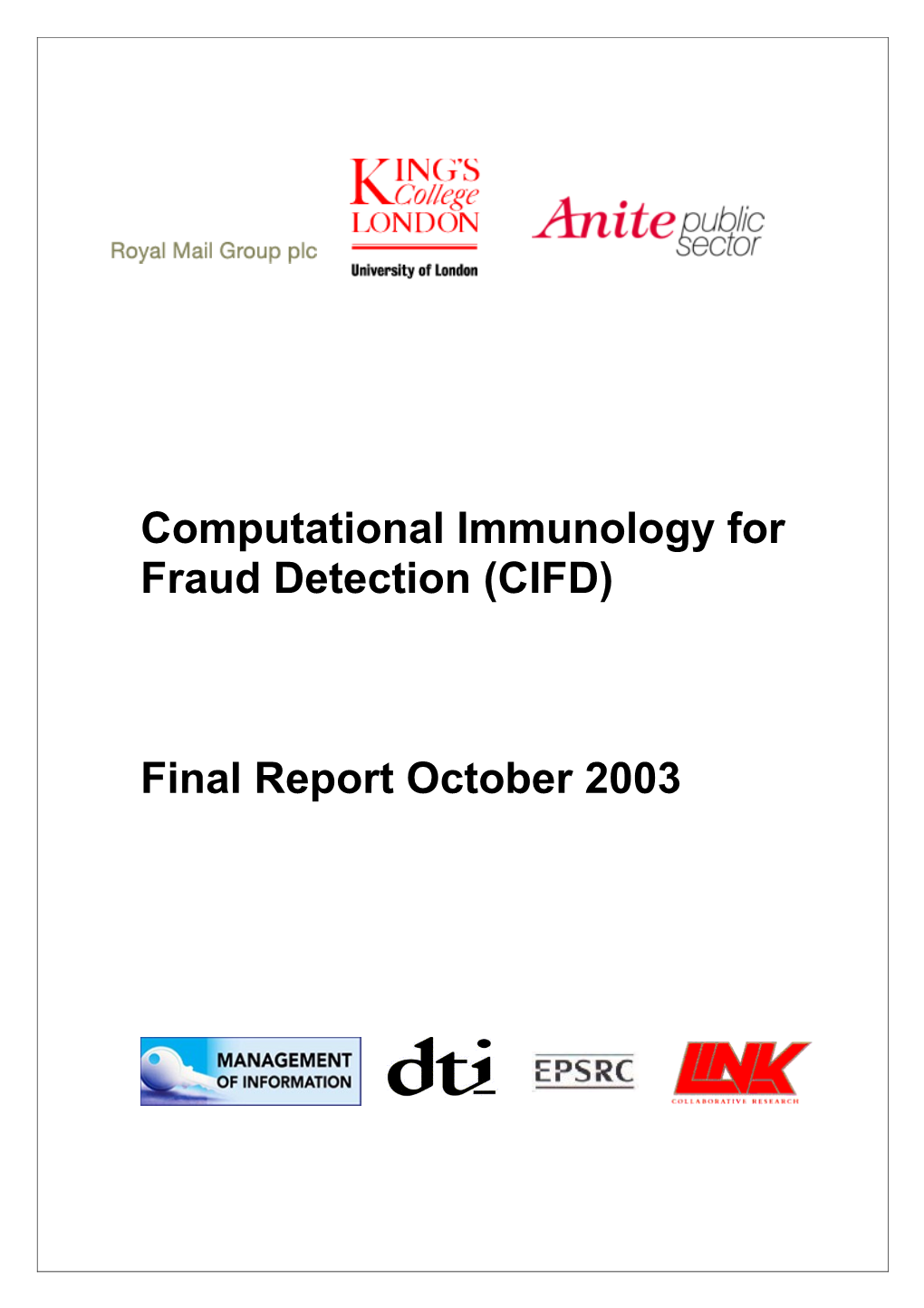 Computational Immunology for Fraud Detection (CIFD)