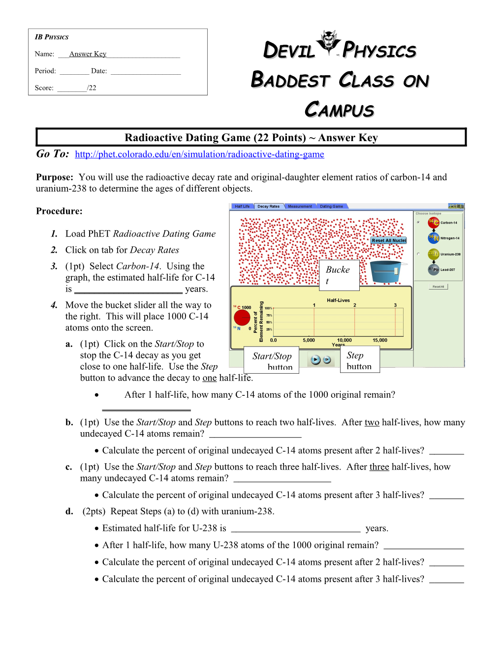 Radioactive Dating Game Lab