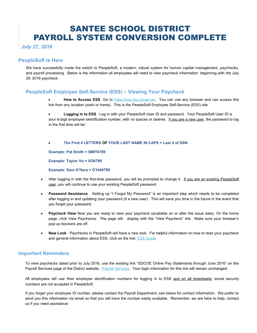 Peoplesoft Employee Self-Service (ESS) Viewing Your Paycheck