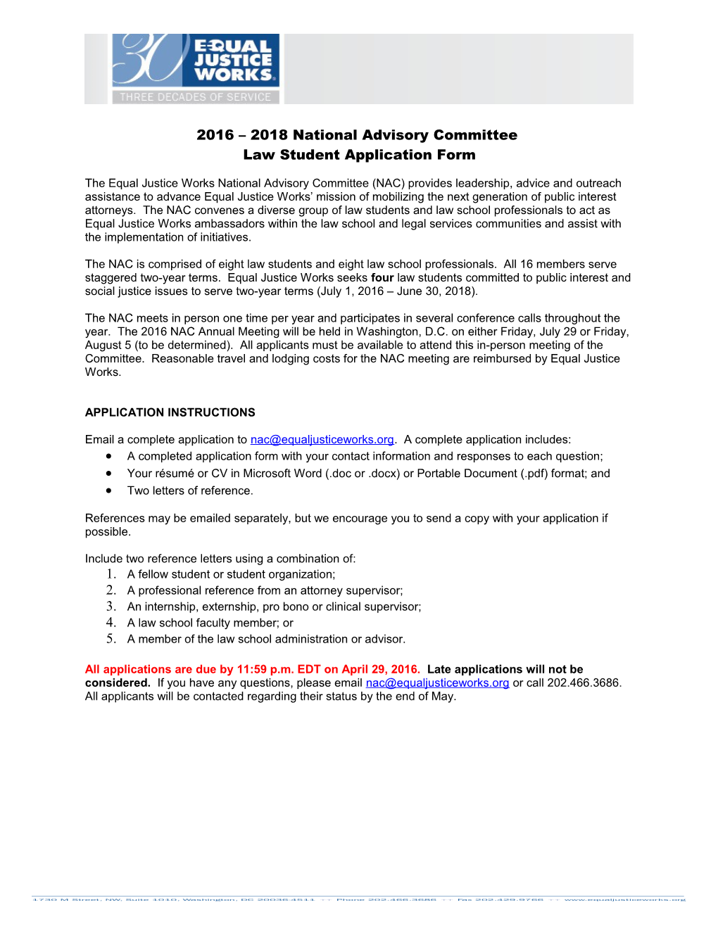 2014 Equal Justice Works National Advisory Committee Applicationpage 1 of 4
