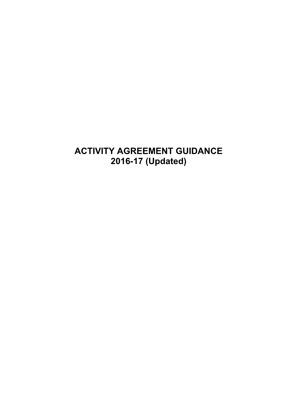 Activity Agreement Guidance