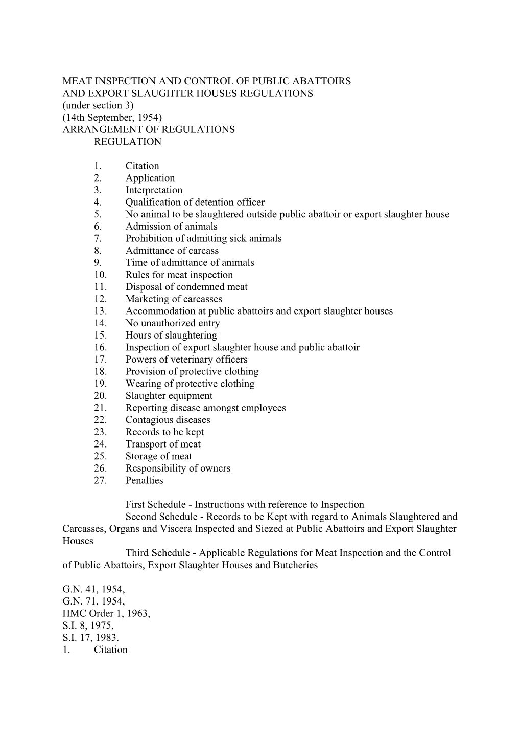 Meat Inspection and Control of Public Abattoirs