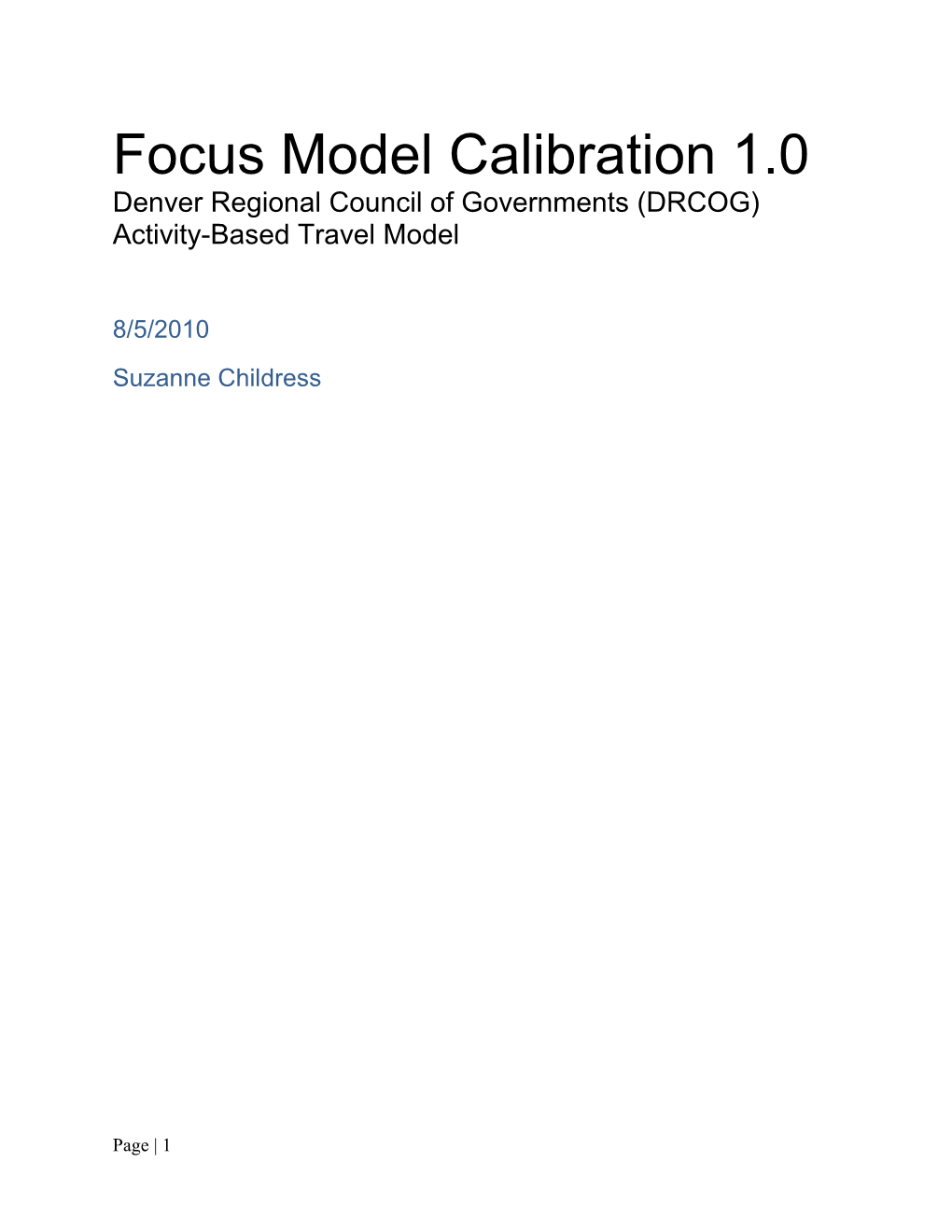 Focus Model Calibration 1.0