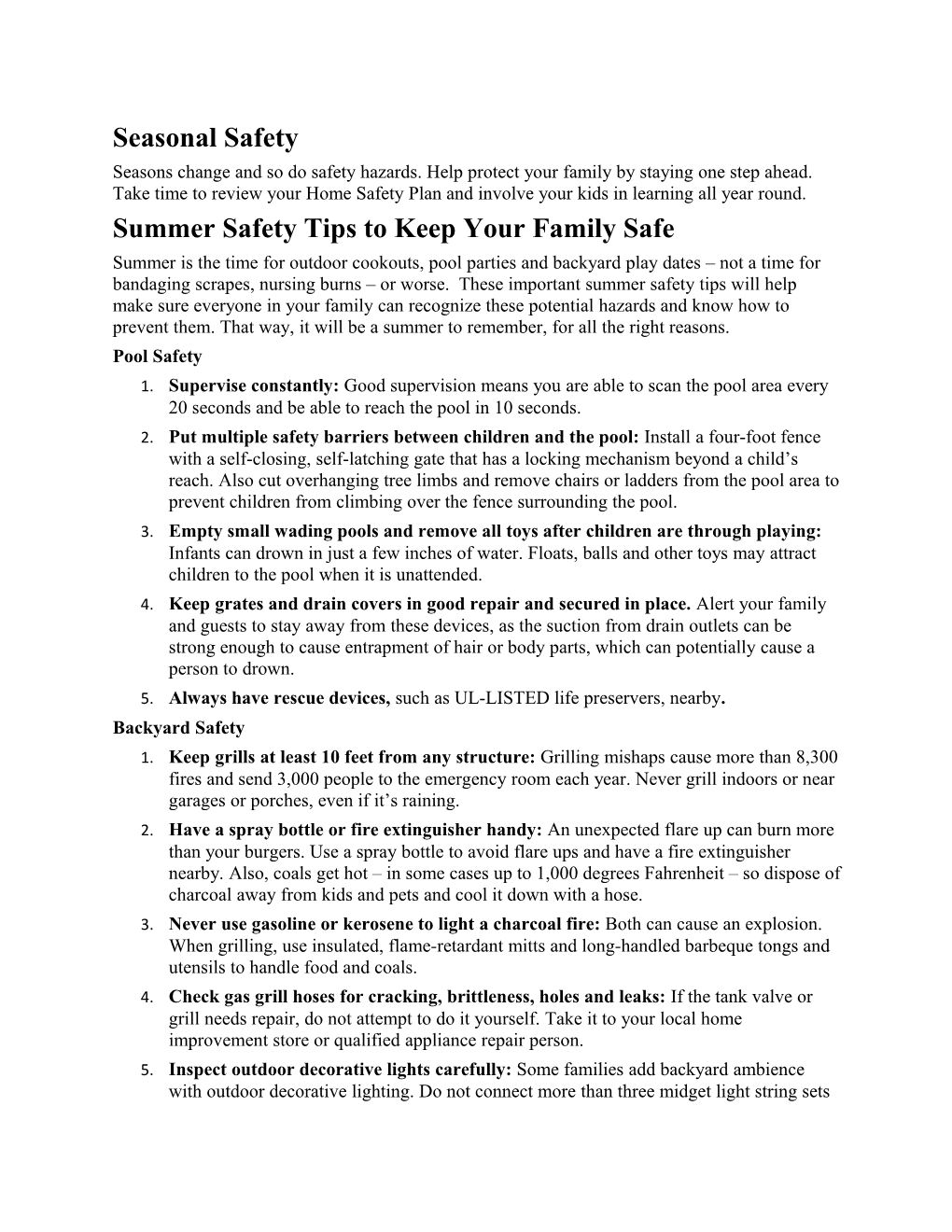 Summer Safety Tips to Keep Your Family Safe