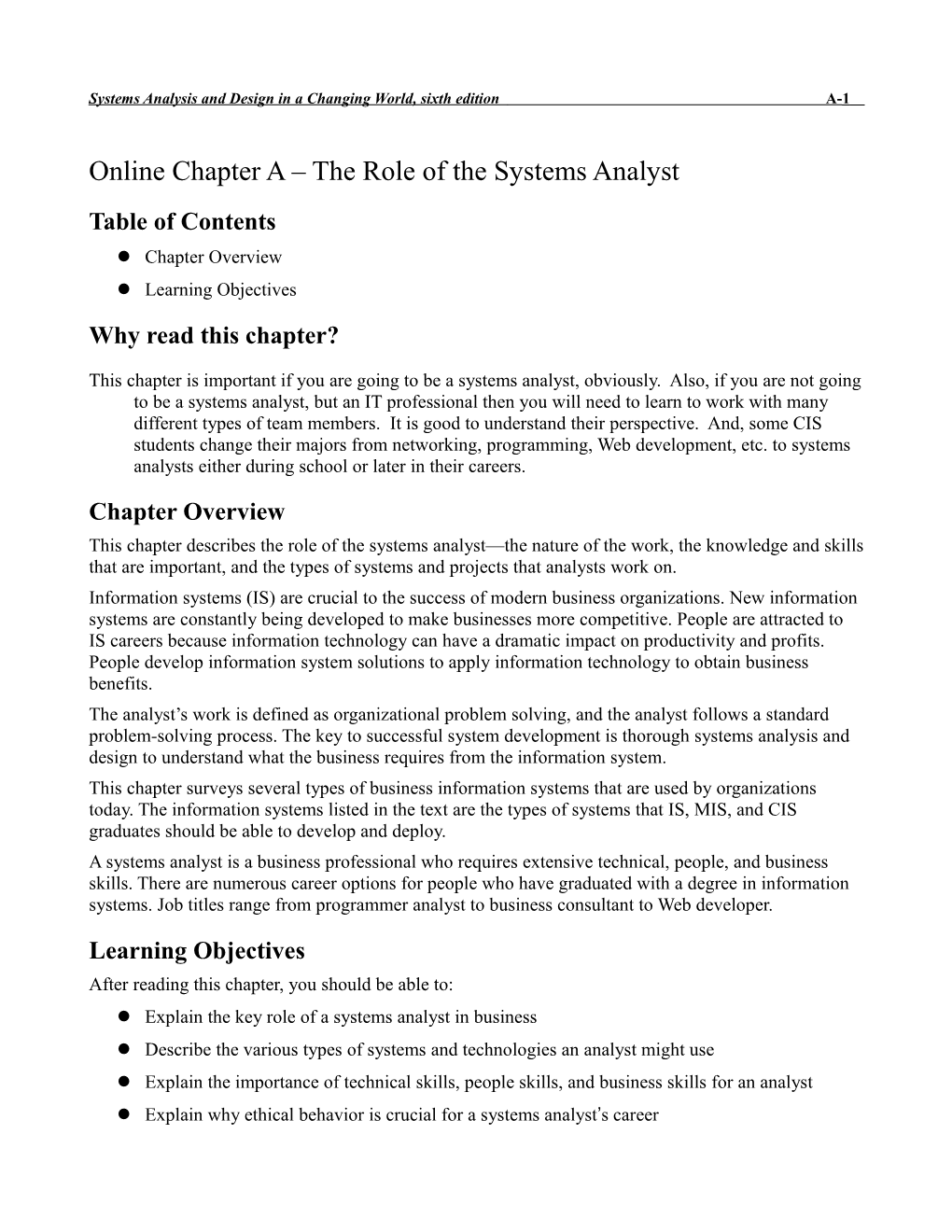 Systems Analysis and Design in a Changing World, Sixth Edition A-1