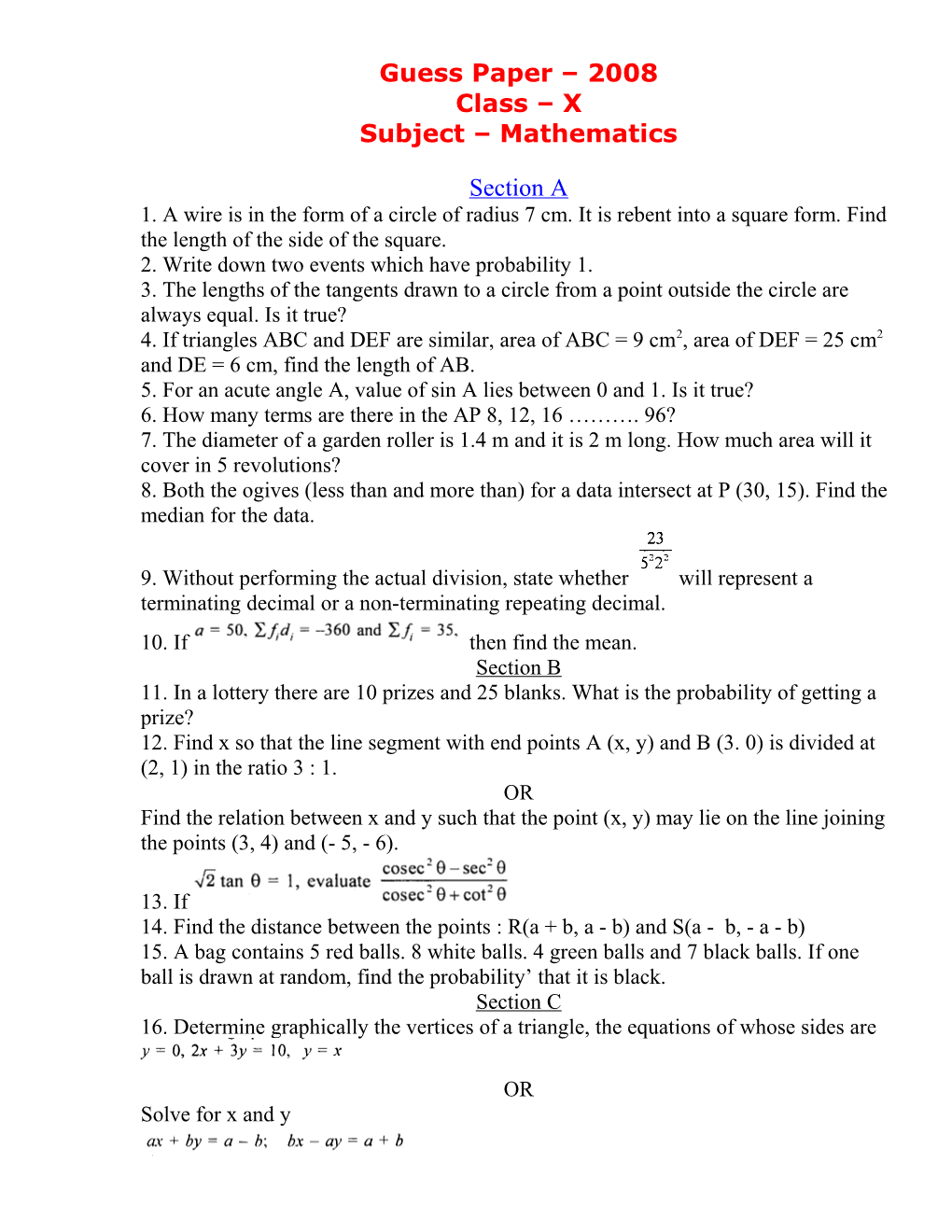 2. Write Down Two Events Which Have Probability 1