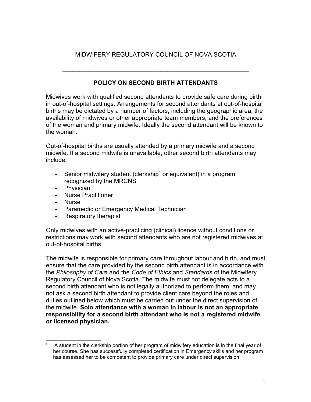 Midwifery Regulatory Council of Nova Scotia