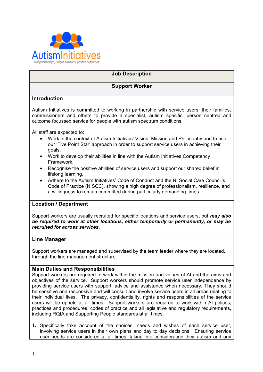 Work to Develop Their Abilities in Line with the Autism Initiatives Competency Framework