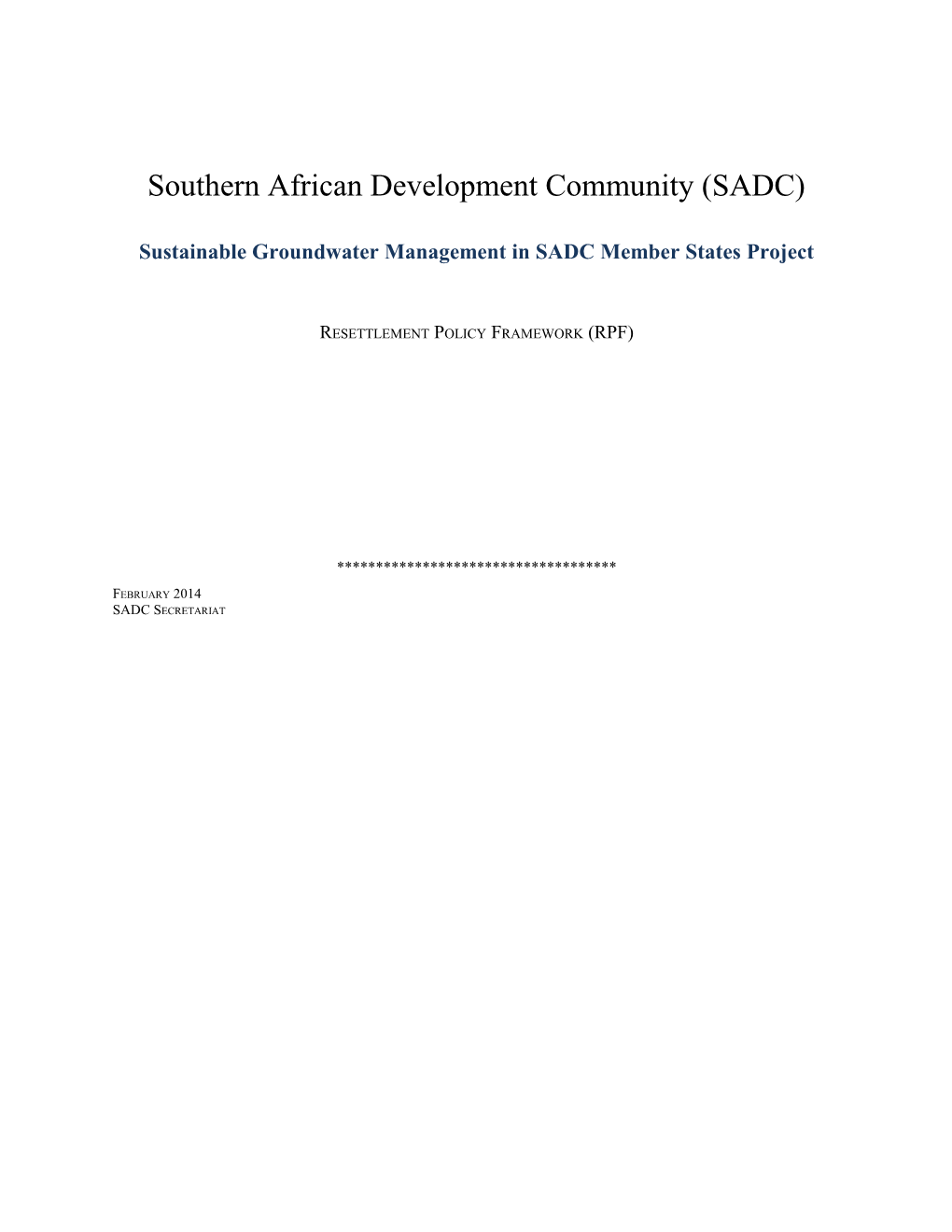 Sustainable Groundwater Management in SADC Member States Project